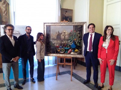Gli eredi di Jean Calogero con il sindaco Pogliese e l'assessore Mirabella