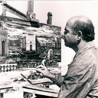 1975 J. Calogero nel suo atelier ad Aci Castello