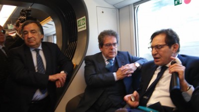 Orlando Crocetta e Bianco su treno veloce Palermo Catania 