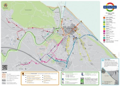 La mappa della Bicipolitana di Pesaro